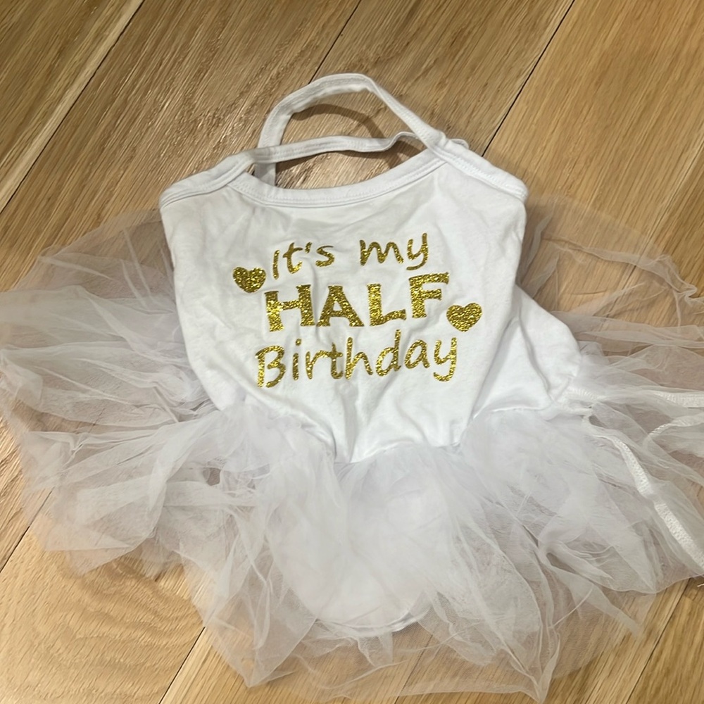 It’s my half birthday White tutu skirt onesie dress